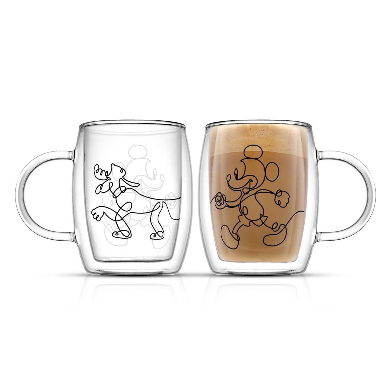 JoyJolt® Disney® 13.5oz. Mickey & Pluto Aroma Glass Mugs, 2ct.